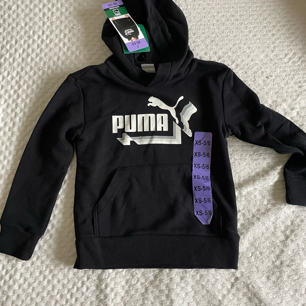 PUMA Kids Black and Silver Hoodie